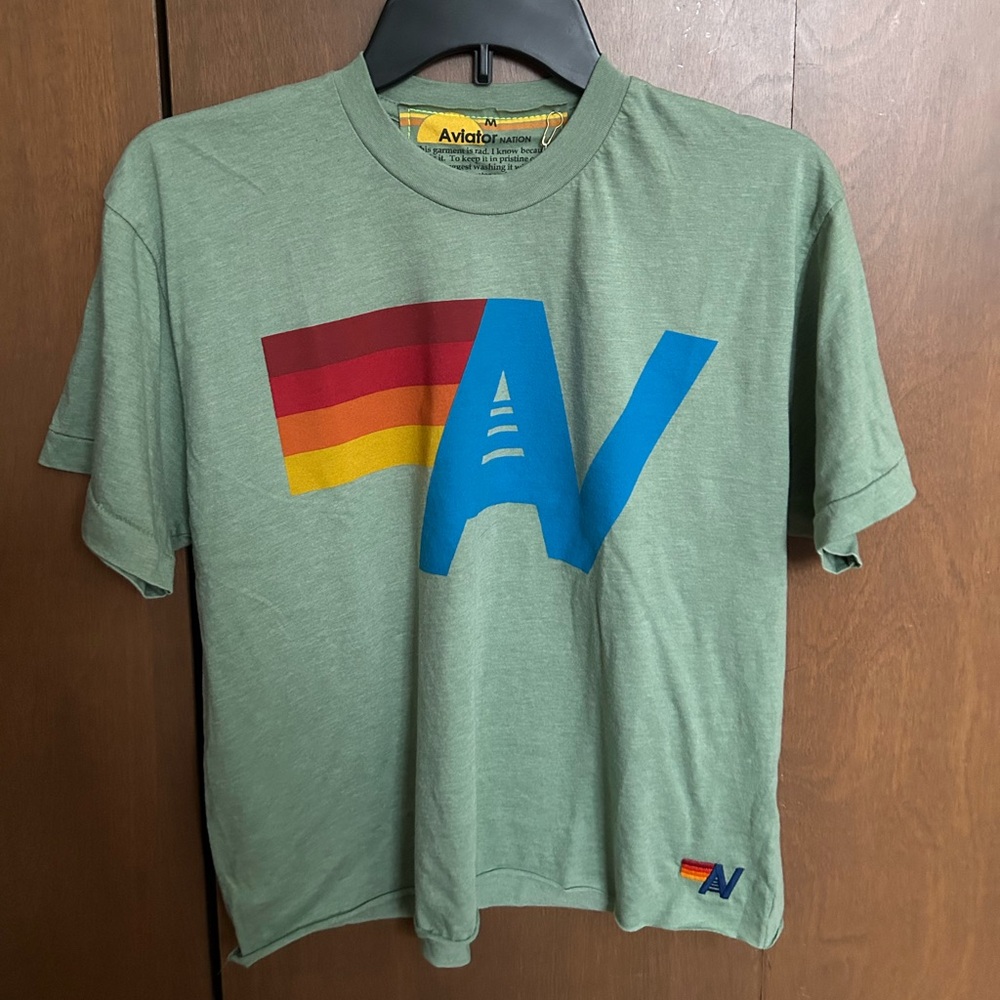 Aviator Nation Logo Boyfriend Tee Sage Green